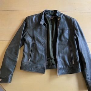 Real leather dark dark olive jacket